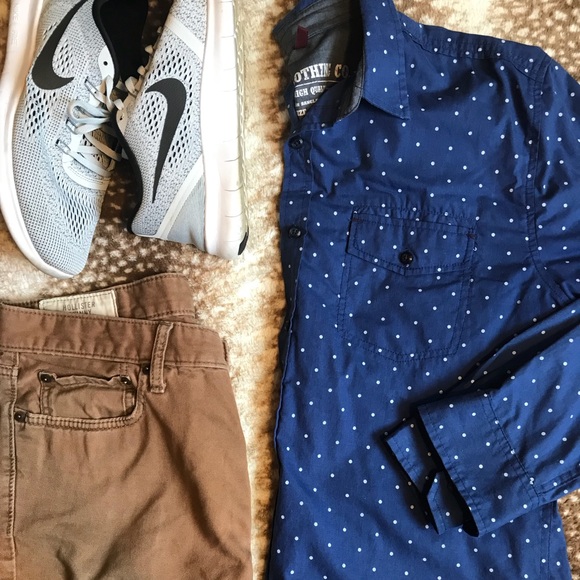 Drill Clothing Co. Other - Navy Polka Dot Button Up